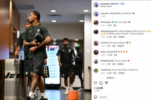 九游体育官网-双响淘汰母队！蓝军新援若昂-佩德罗社媒庆祝：我们将参加决赛